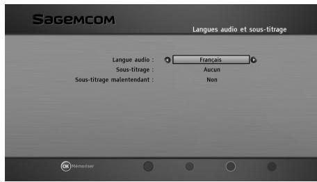 SAGEMCOM BPRSI88-250 HD - Langues audio et sous-titrage - 1
