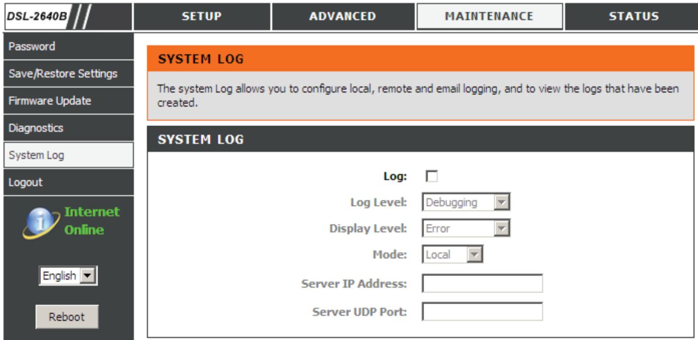 D-LINK DSL-2640B - JOURNAL SYSTÉME - 1
