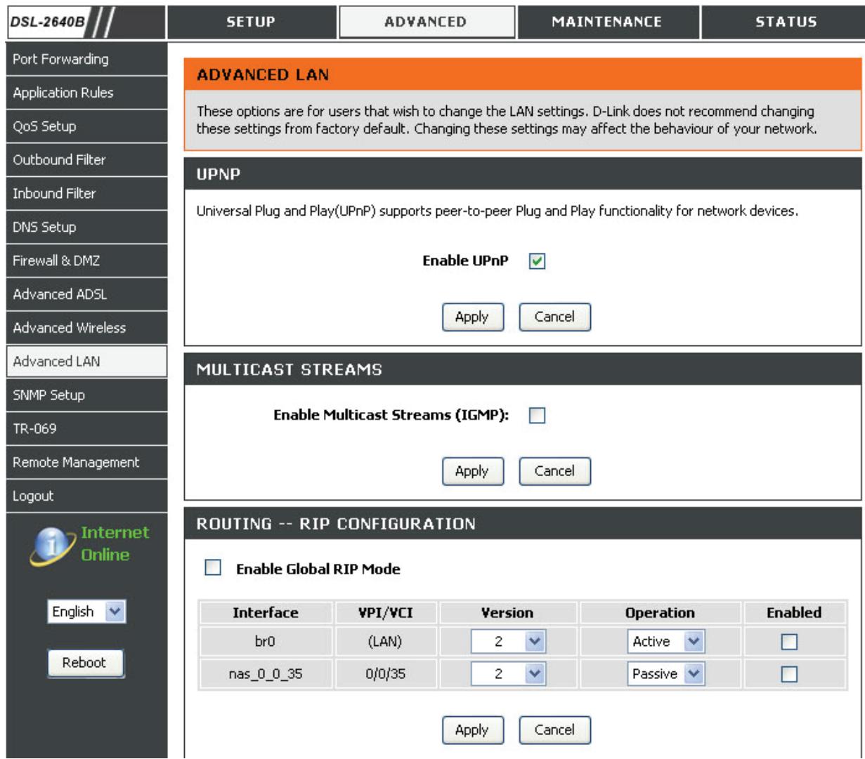 D-LINK DSL-2640B - ACHEMINEMENT - CONFIGURATION RIP - 1