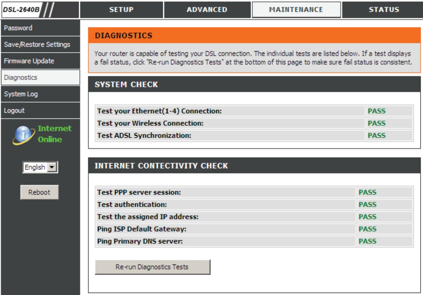 D-LINK DSL-2640B - VERIFICATION DE LA CONNECTIVITE INTERNET - 1