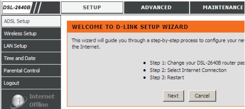 D-LINK DSL-2640B - BIENVENUE DANS L'ASSISTANT DE CONFIGURATION D-LINK - 1