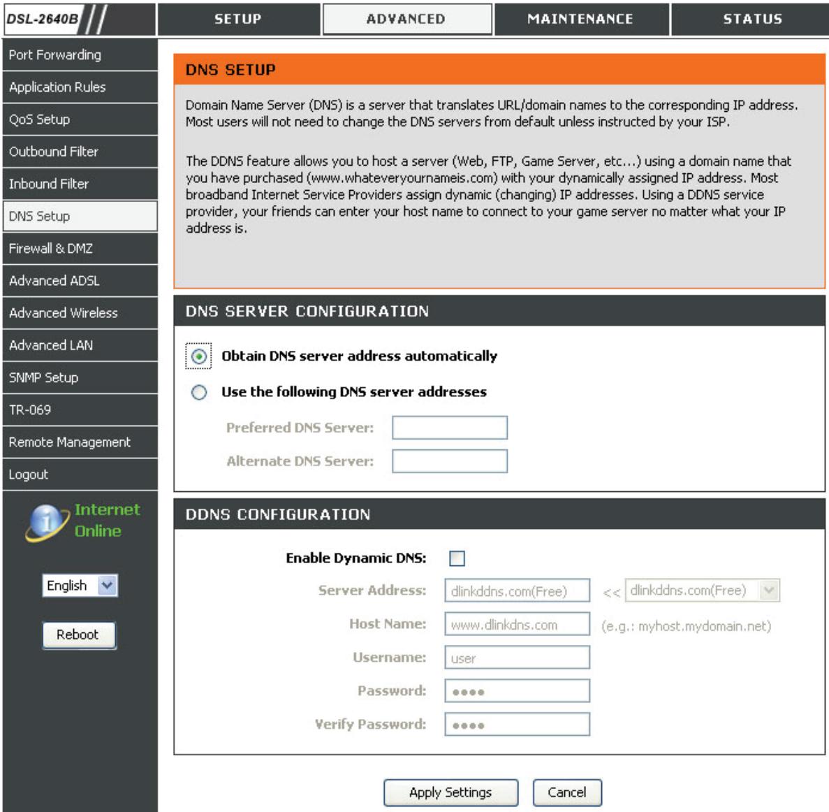 D-LINK DSL-2640B - CONFIGURATION DDNS - 1