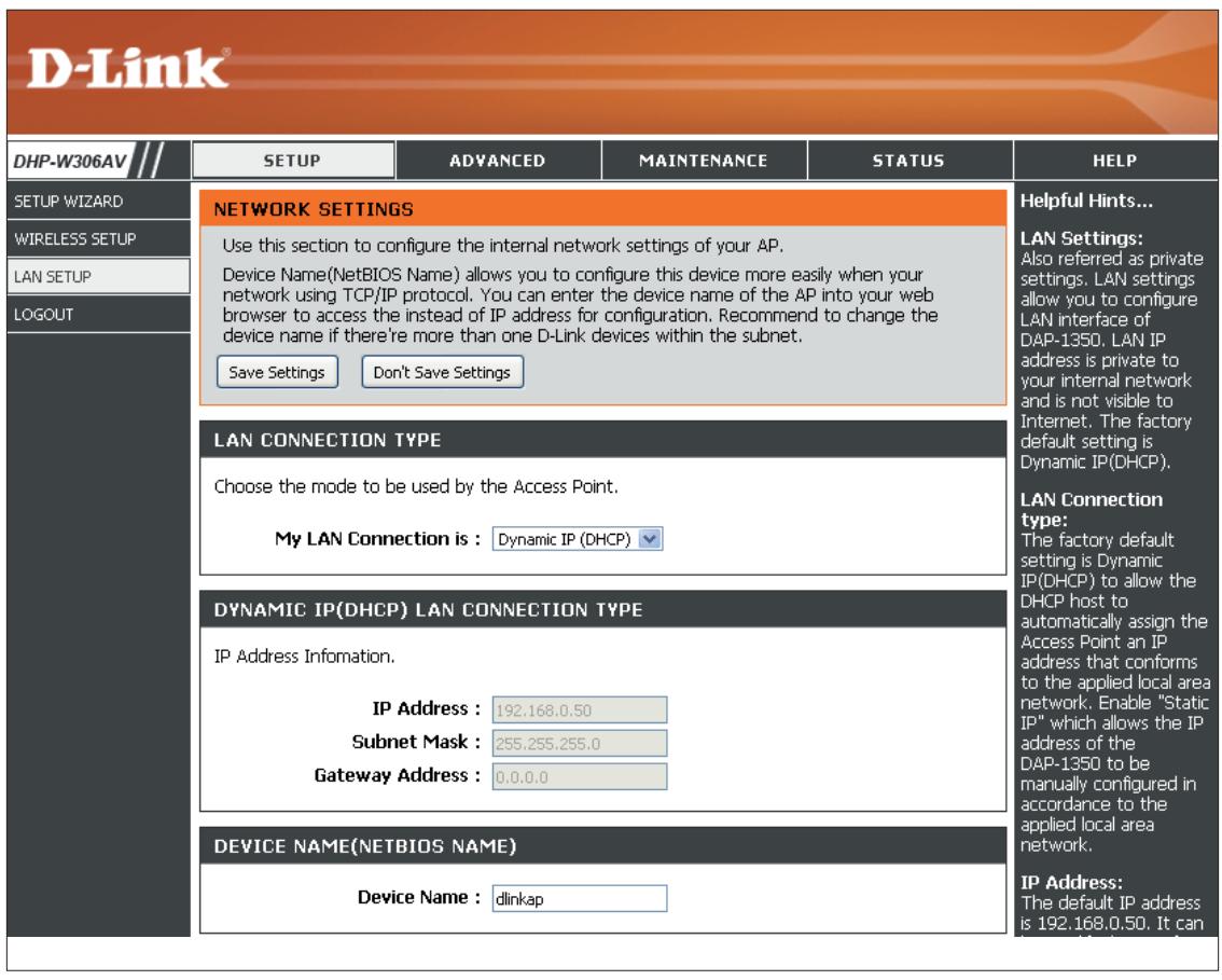 D-LINK DHP-W311AV - Configuration du réseau local - DHCP - 1