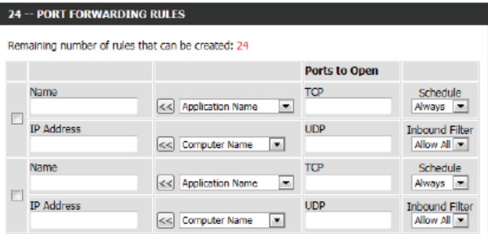 D-LINK DIR-645 - Redirection de port - 1