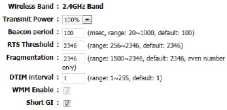 D-LINK DIR-645 - ADVANCED WIRELESS SETTINGS - 1