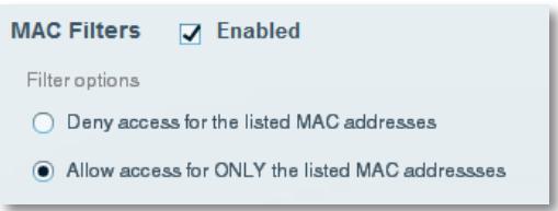LINKSYS EA6400 - To set up MAC filtering to allow one wireless device access to your network: - 2