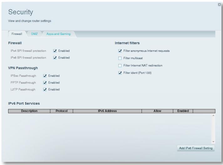 LINKSYS EA6400 - To set IPv6 firewall settings: - 1