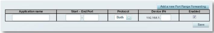LINKSYS EA6400 - Click Add a new Port Range Forwarding. - 1
