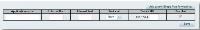 LINKSYS EA6400 - Click Add a new Single Port Forwarding. - 1
