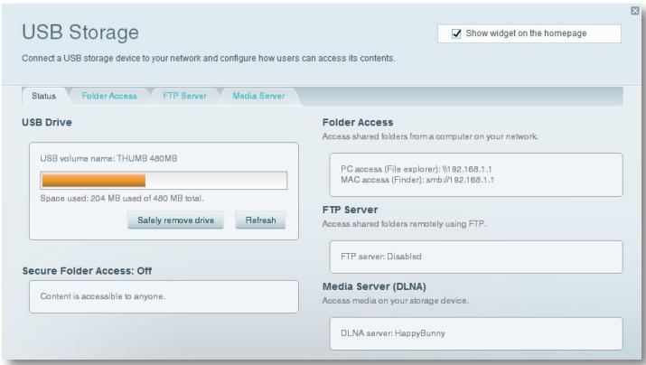 LINKSYS EA6400 - Pour afficher l'etat et les paramètres de votre lecteur connecté : - 1