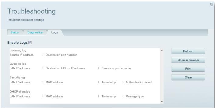 LINKSYS EA6400 - To enable and view logs: - 1