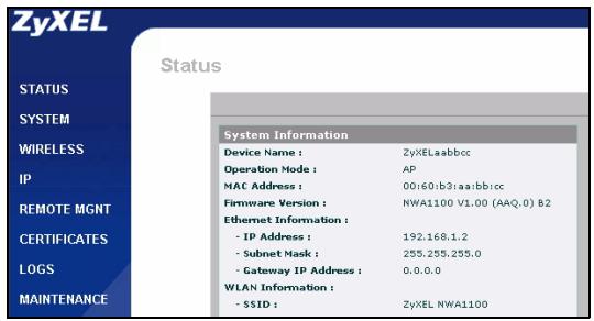 ZYXEL NWA1121NI - Ouvrez une session dans le configurateur Web - 6