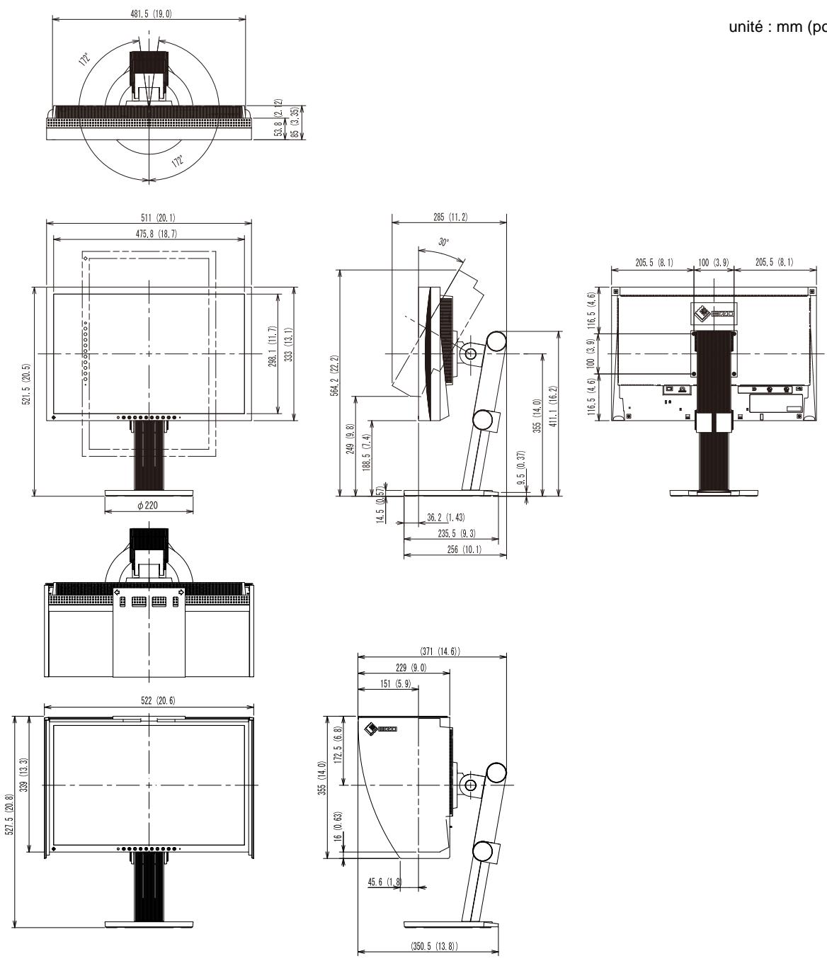 EIZO COLOREDGE CG243W - Dimensions externes - 1