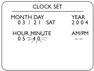 PHILIPS DVP620VR-07B - While the MINUTE space is flashing, press  or  until the minute appears. Then, press  . - 1