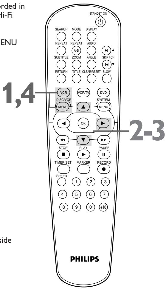 PHILIPS DVP620VR-07B - Press DISC/VCR/MENU to remove the menu. - 1