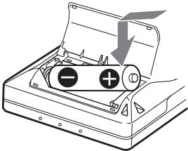 SONY MZ-E310 - Insertion d'une pile sèche alcaline. - 2