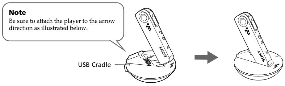 SONY NW-E10 - Attach the player to the supplied USB cradle. - 1