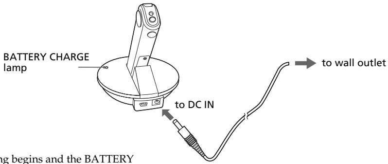 SONY NW-E10 - Connect the one side of the AC power adaptor to the DC IN jack on the USB cradle and the other side to an AC wall outlet. - 1