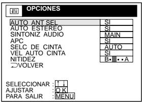 SONY SLV-L52 - Cambio de las opciones de menú - 1