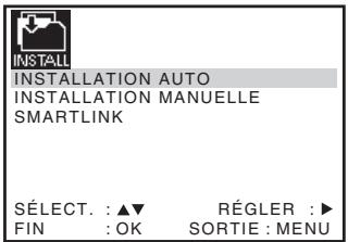 INSTALLATION AUTO INSTALLATION MANUELLE SMARTLINK SELECT. : ▲▼ RÉGLER : ▶ FIN : OK SORTIE : MENU