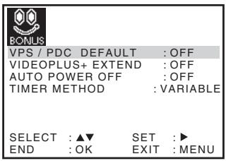SONY SLV-SE730I - Changing menu options - 2