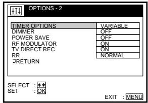 SONY SLV-SE80UX - Changing menu options - 3