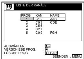 SONY SLV-SE850E - Löschen unerwünschter Programmpositionen - 6