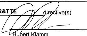 R&TTE directive(s) Hubert Klamm