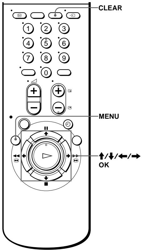 CLEAR MENU OK