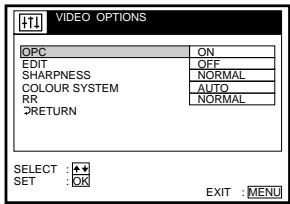 SONY SLV-SF950N - VIDEO OPTIONS menu - 1