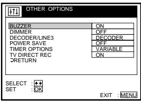 SONY SLV-SF950N - OTHER OPTIONS menu - 1