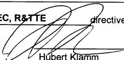 EC, R&TTE directive Hubert Klamm