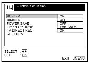SONY SLV-SF990G - OTHER OPTIONS menu - 1