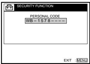 SONY SLV-SF990G - Checking your personal code - 1