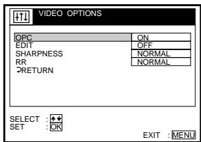 SONY SLV-SF990G - VIDEO OPTIONS menu - 1