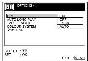 SONY SLV-SX100K - Changing menu options - 2