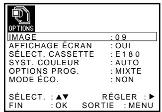 SONY SLV-SX110A - Modification des options de menu - 1