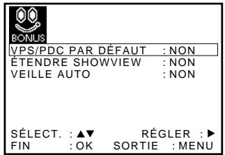 SONY SLV-SX110A - Modification des options de menu - 2