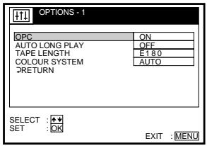 SONY SLV-SX40EG - Changing menu options - 2