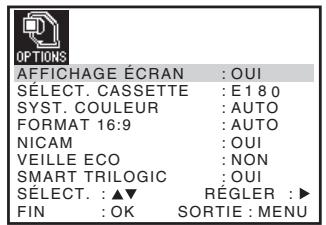SONY SLV-SX730D - Modification des options de menu - 1