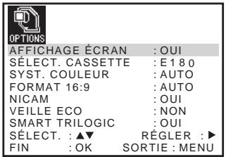 SONY SLV-SX740E - Modification des options de menu - 1