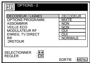 SONY SLV-SX80VC - Modification des options de menu - 2