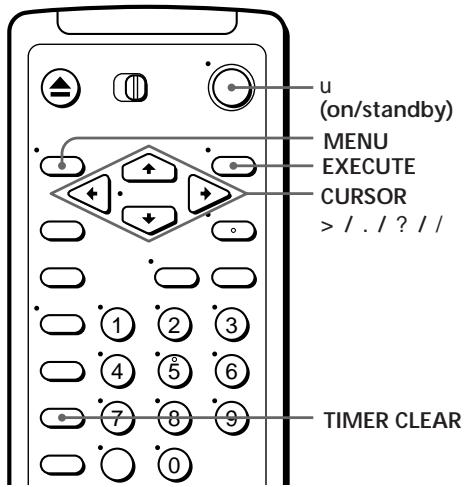 u (on/standby) MENU EXECUTE CURSOR > / . / ? / / TIMER CLEAR