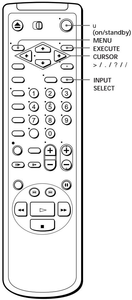 u (on/standby) MENU EXECUTE CURSOR > / . / ? / / INPUT SELECT