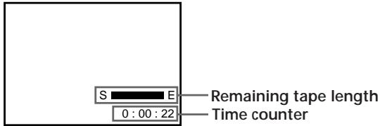 S E 0 : 00 : 22 Remaining tape length Time counter
