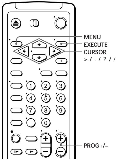 MENU EXECUTE CURSOR > / . / ? / / PROG+/-