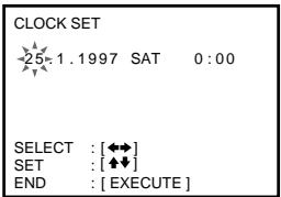 CLOCK SET -25-1.1997 SAT 0:00 SELECT : [←→] SET : [↑↓] END : [ EXECUTE ]