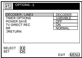SONY SLV-X9N - Changing menu options - 3