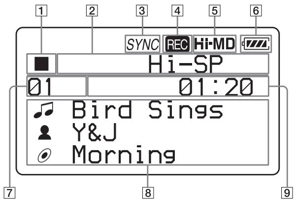 SONY MZ-RH910 - Fenêtre d'affichage de l'enregistreur - 1