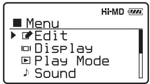 ■ Menu ► Edit □ Display ■ Play Mode ♩ Sound